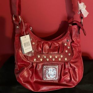 Classy designer vintage red leather handbag